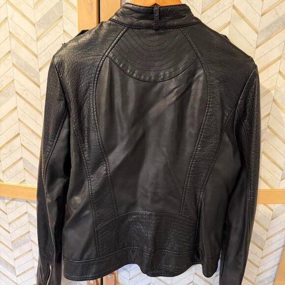 Guess Faux Leather Biker Jacket-90's Black XL - Picture 5 of 9